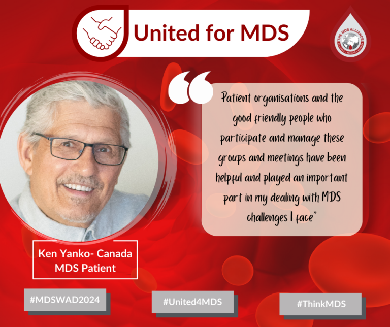 MDS World Awareness Day 2024 Facebook, LinkedIn and X graphic: Patient quote: Ken Yanko