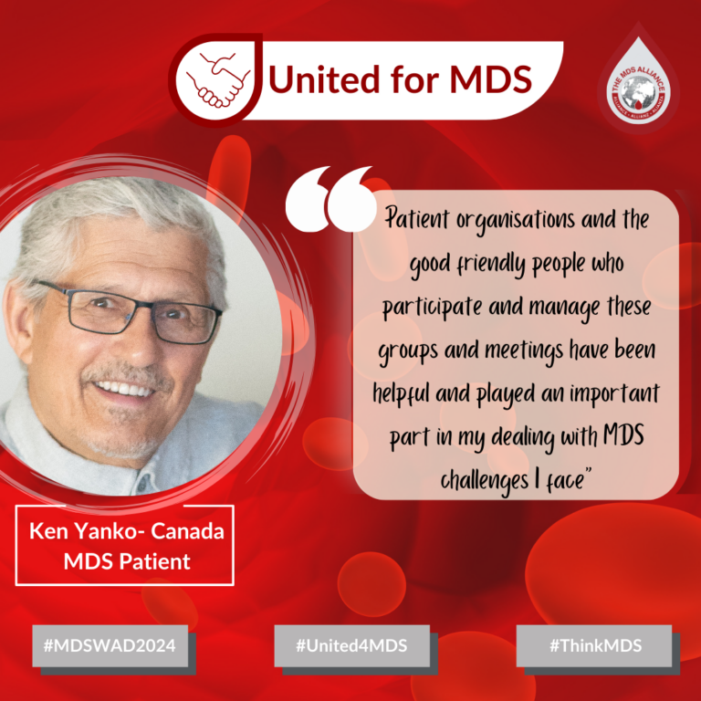 MDS World Awareness Day 2024 Instagram graphic: Patient quote: Ken Yanko