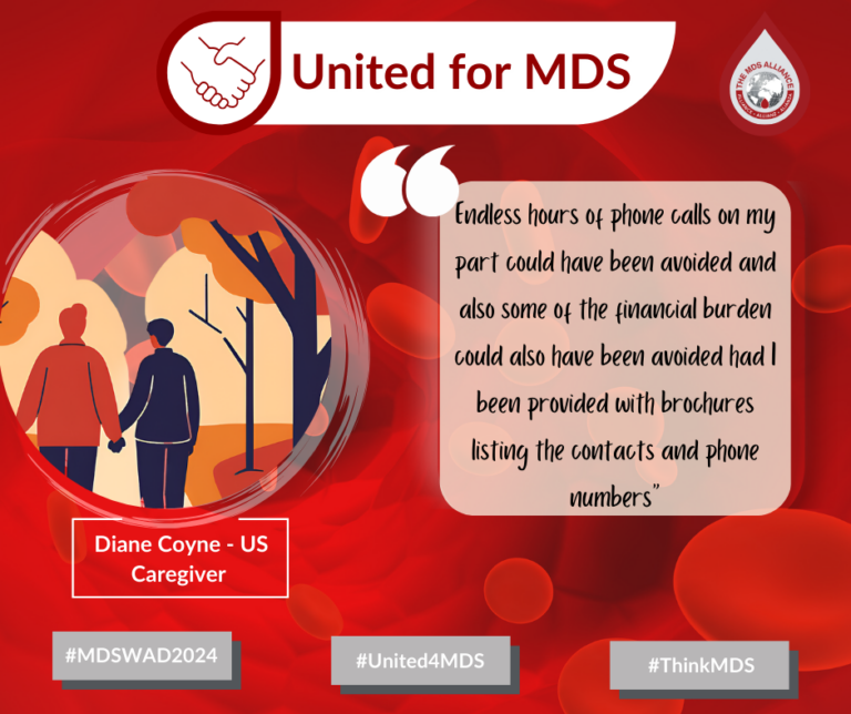 MDS World Awareness Day 2024 Facebook, LinkedIn and X graphic: Caregiver quote: Diane