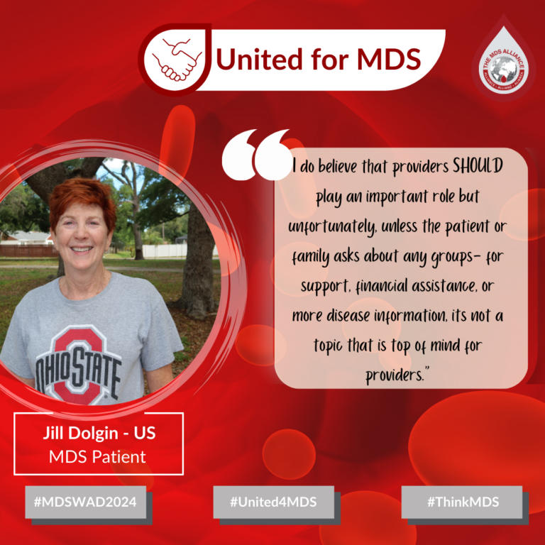 MDS World Awareness Day 2024 Instagram graphic: Patient quote: Jill Dolgin