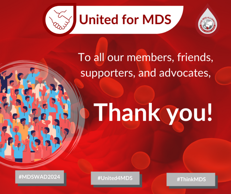 MDS World Awareness Day 2024 Facebook, LinkedIn and X graphic: Thank you