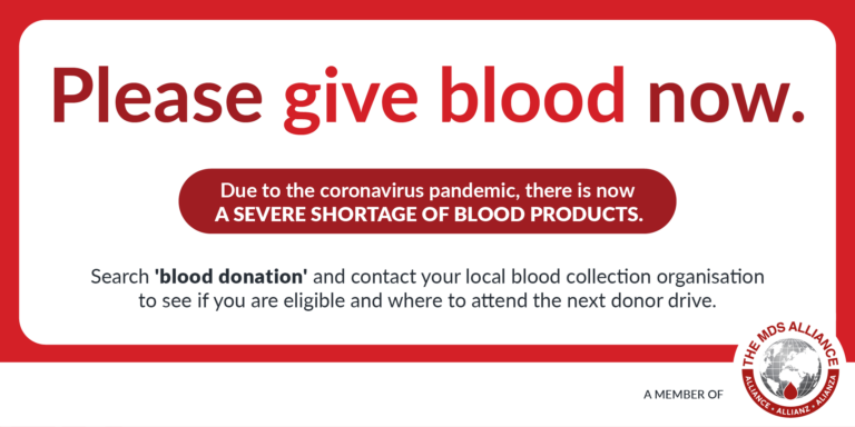Urgent appeal to healthy people: Please give blood now!