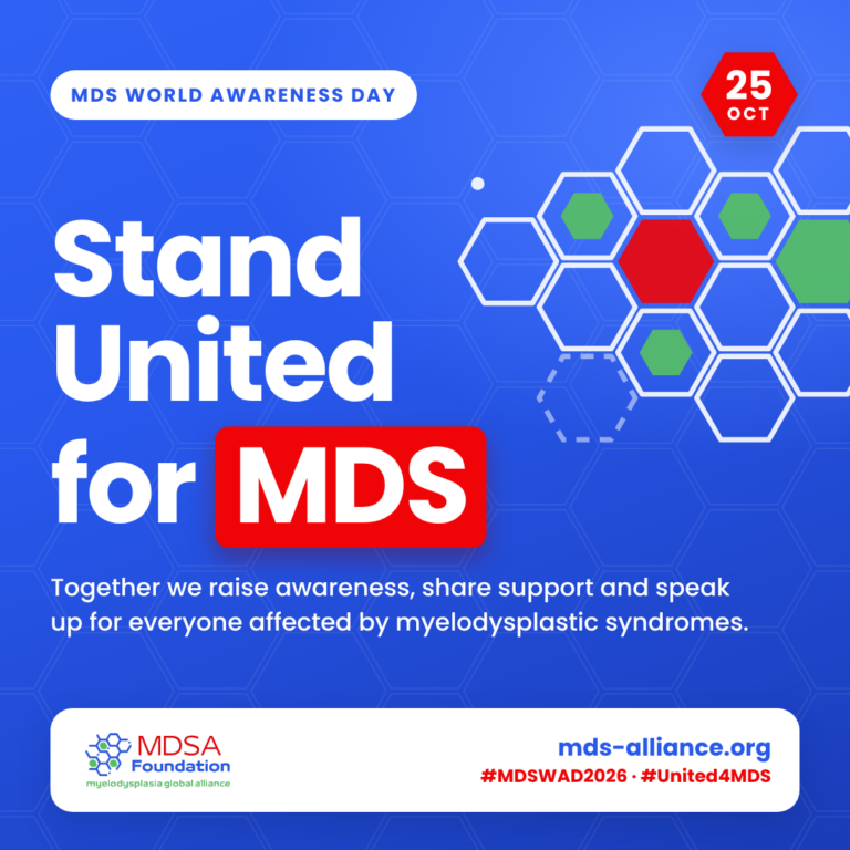 MDS World Awareness Day 2026 social media graphic: Stand United for MDS